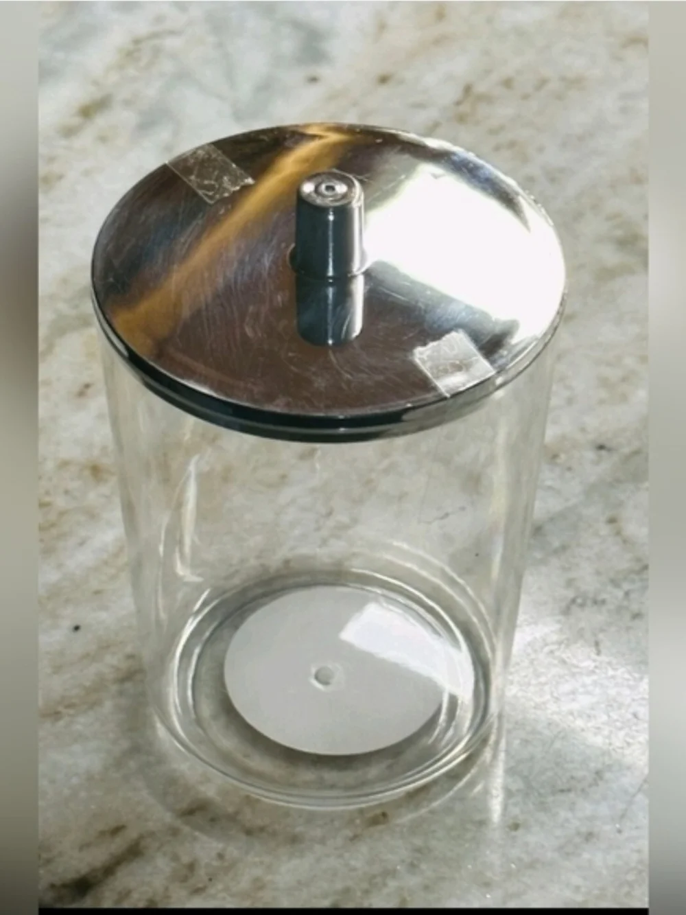 Clear Acrylic Q-Tip Dispenser with Silver Metal Lid -Versatile Home Storage BNIB